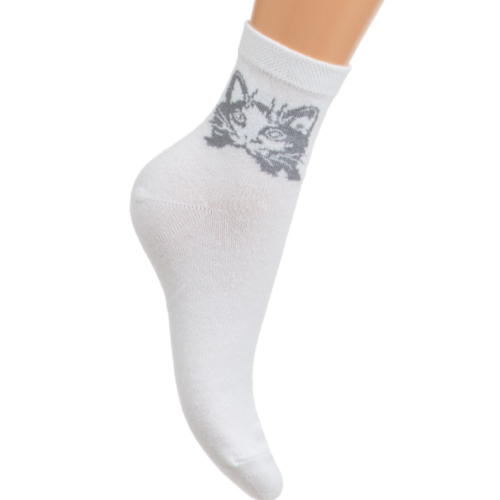 Носки женские с принтом белые хлопковые, размер 38-40 | Ростекс