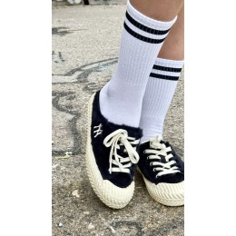 Носки спортивные белые с полосками высокие белые|Ростекс