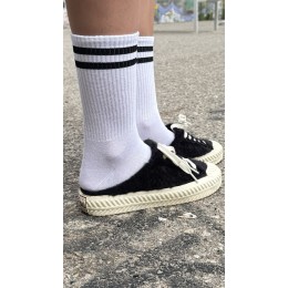Носки спортивные белые с полосками высокие белые|Ростекс
