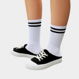 Носки спортивные белые с полосками высокие белые|Ростекс