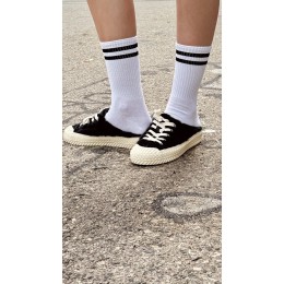 Носки спортивные белые с полосками высокие белые|Ростекс