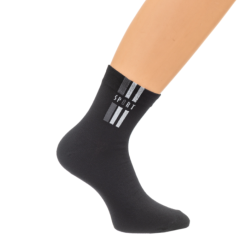 Носки мужские спортивные черные хлопковые средней длины с принтом Sport, размер 38-40| Ростекс