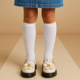 Гольфы школьные детские для девочек белые до колен с орнаментом "Ромб" | САРТЭКС