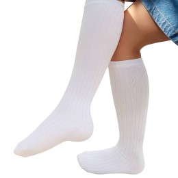 Гольфы школьные детские для девочек белые до колен с орнаментом | САРТЭКС