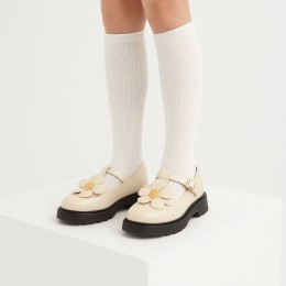 Гольфы школьные детские для девочек белые до колен с орнаментом | САРТЭКС